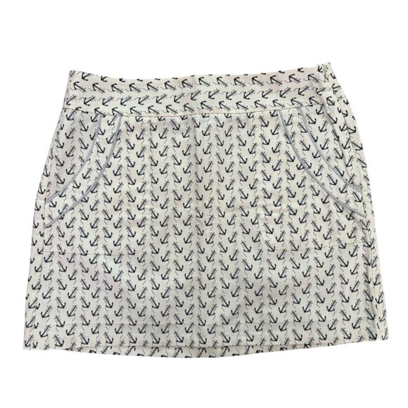 J. Crew Nautical Anchor Print Mini Skirt in White Size 8 Summer Resortwear - Picture 1 of 9